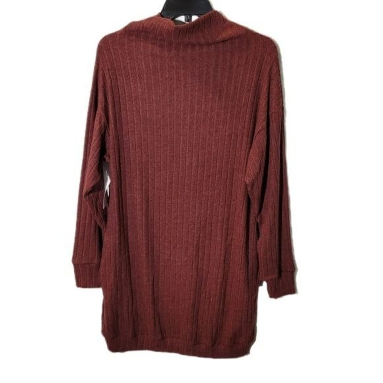 Lush Rib Knit Cowl Neck Pullover Sweater Tunic Dress Sz Small in Wine NWT