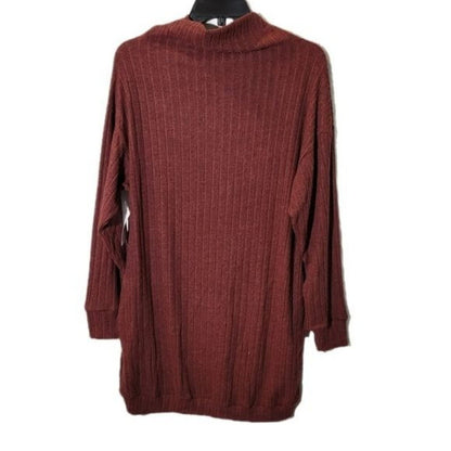 Lush Rib Knit Cowl Neck Pullover Sweater Tunic Dress Sz Small in Wine NWT