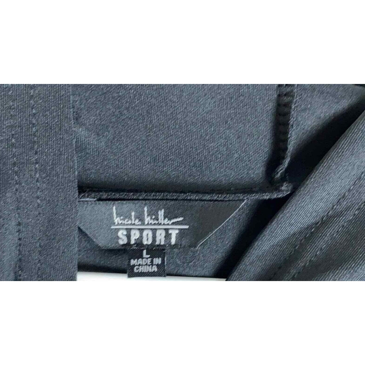 Nicole Miller Sport Embossed Scuba Hoodie Black Size Large Black NWT Long Sleeve