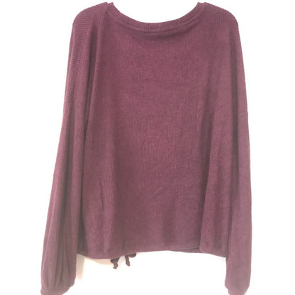 Ady P Maroon Ribbed Long Sleeve Sweater Medium Blouse Top Long Sleeve Drawstring