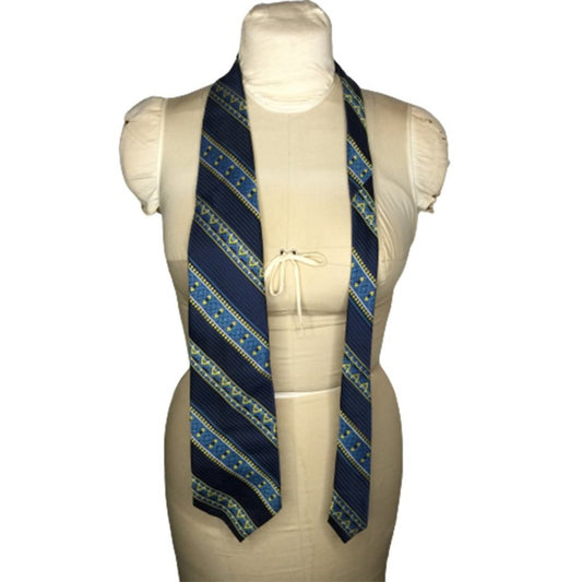 Remington Vintage Wide Tie Necktie Striped France Blue gold Mens Striped