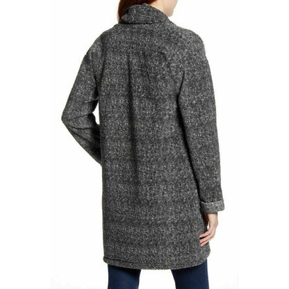 Caslon Open Front Shawl Collar Faux Fur Jacket Long Sleeves Grey Size Medium