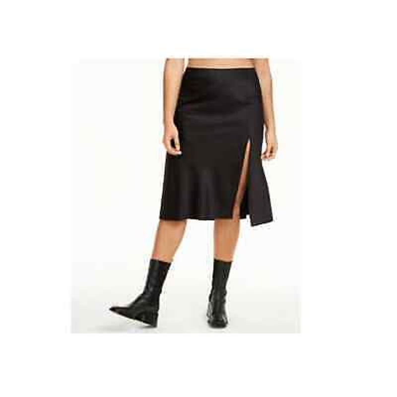 Danielle Bernstein Women's A-Line Silhouette Slip-On Midi Skirt Zip-Up Black 2X