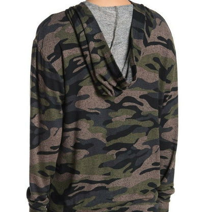 Socialite Hoodie Sweatshirt Long Sleeve Ribbed Cuff Camouflage NEW Mens Small