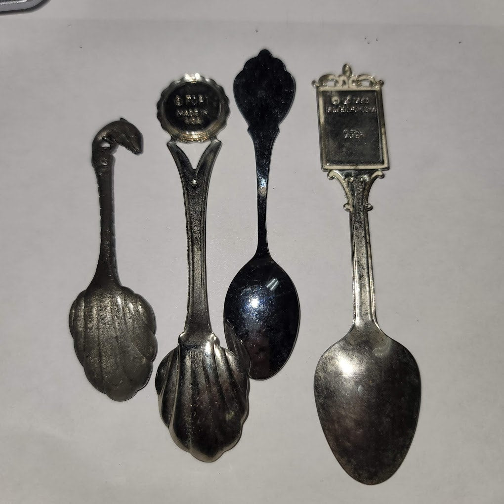 Souvenir Spoons Lot 4 N. America Vintage New York Florida Chicago Wisconsin 002B