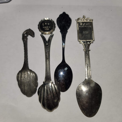 Souvenir Spoons Lot 4 N. America Vintage New York Florida Chicago Wisconsin 002B