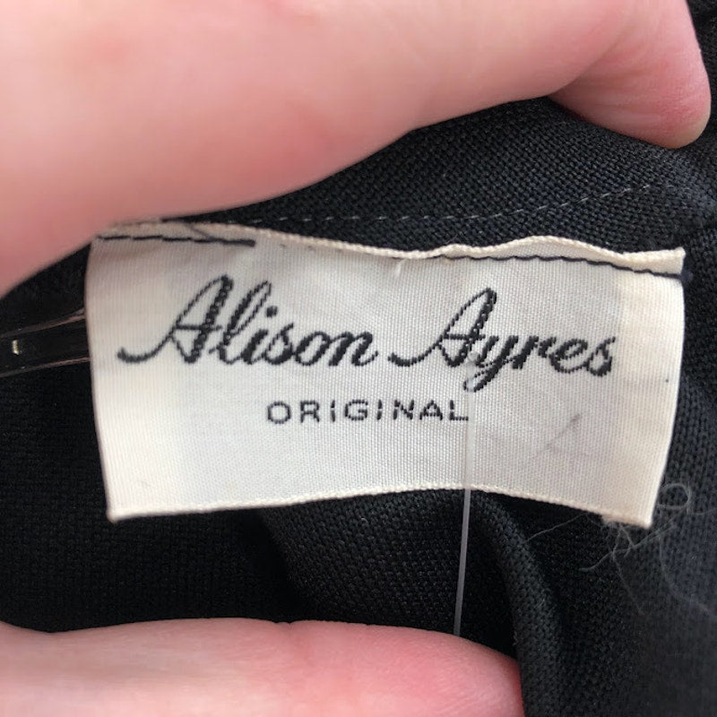 Alison Ayres Original Vintage Black Maxi Polyester Long Sleeve Modesty 1970s