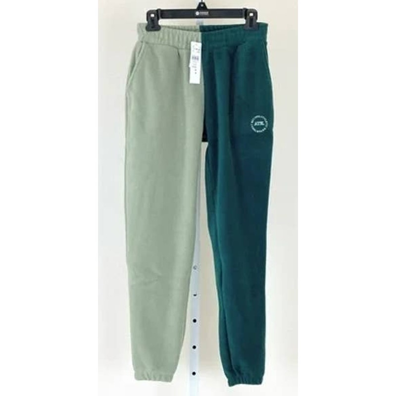 Topshop Colorblock Fleece Joggers Sweat Pants Sz 4-6 Two-Tone Green NWT