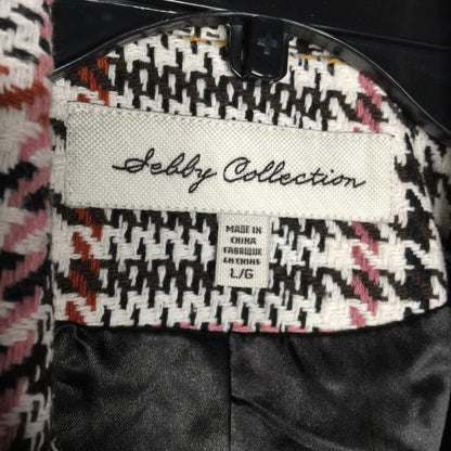 Sebby Glen Two Button Woven Coat Long Sleeve Front Slash Pockets Plaid Large NEW