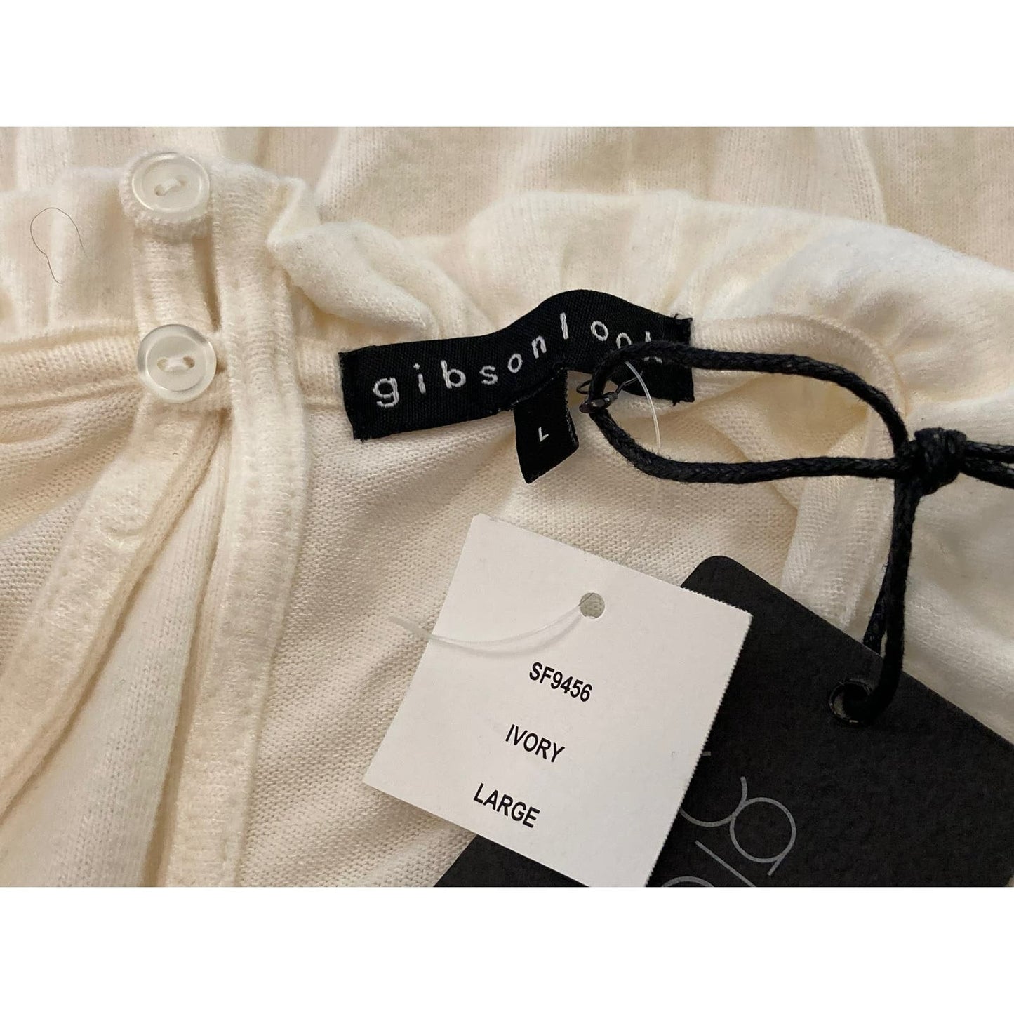 Gibson Look Casual Soft Ruffle Neck Brushed Sweater Sz Large in Ivory NWT