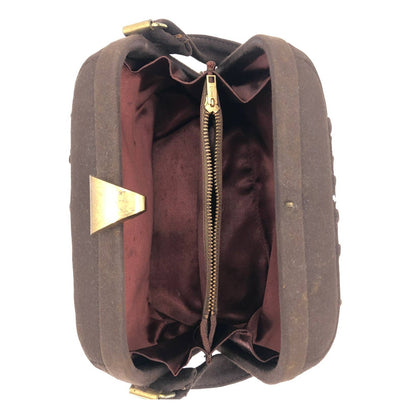Vintage Brown Ruched with Gold Clasp 1950s Evening Bag Purse