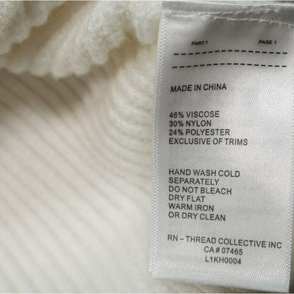 Laundry by Shelli Segal Rib Knit Button Front V-Neck Sweater Sz Small Ivory NWT