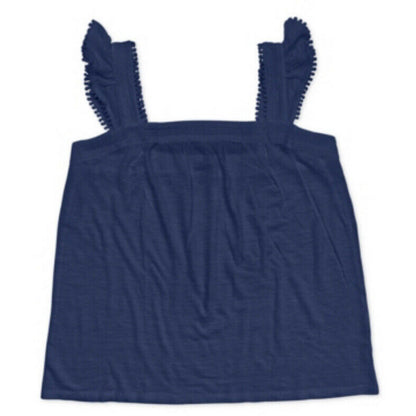 Style Co NWT Women’s Sky Dream Blue Embroidered Flutter Sleeve Tank Top Medium