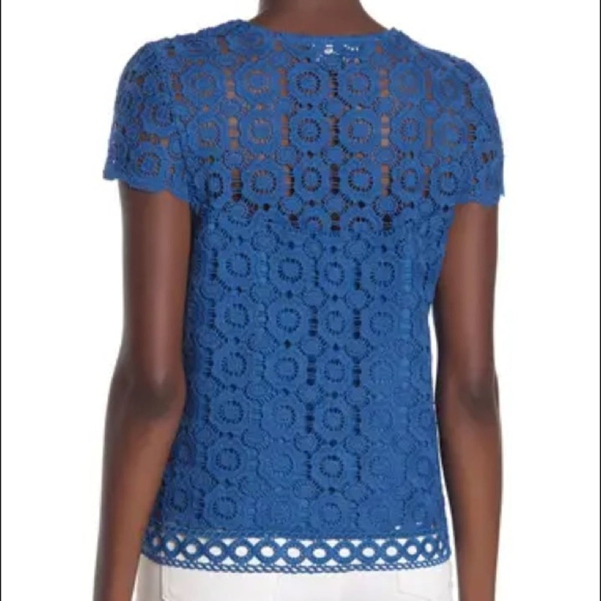 Laundry By Shelli Segal NWT True Blue Lace V-Neck Top Size Medium