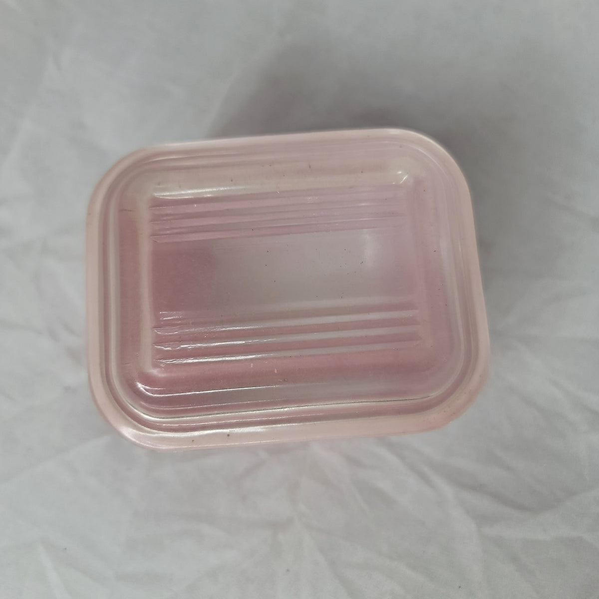 PYREX red refrigerator container storage glass dish lid VINTAGE 4 1/4" x 3 1/4"