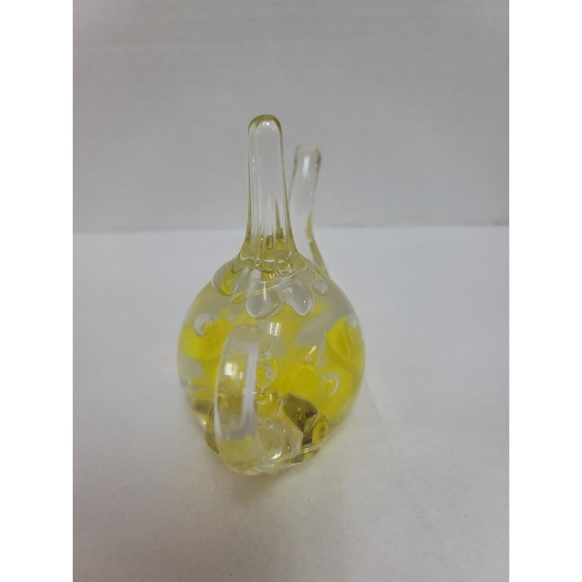JOE ST CLAIR GLASS TEA POT RING HOLDER PAPERWEIGHT vanity jewelry gift yellow