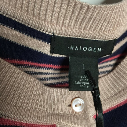 Halogen Front Button Cardigan Sweater Long Sleeve Scoop Neck Multi-Color Large