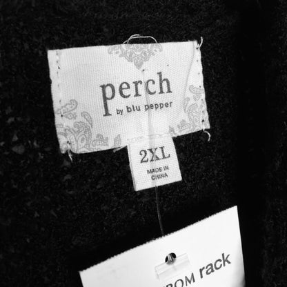 Perch by Blu Pepper Open Front Cardigan Sweater Long Sleeve Black Size 2XL