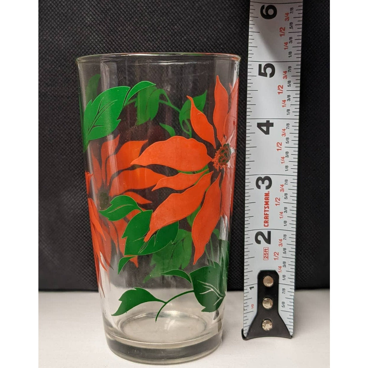 Hazel Atlas LOT OF 4 Vintage Swanky Swigs Poinsettia Glass 5" Replacement Piece
