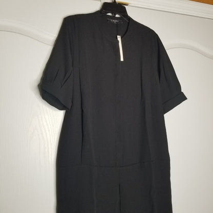 Caara Sheath Dress Short-Sleeve Scoop-Neck Button Front Black Size XS LAGENLOOK
