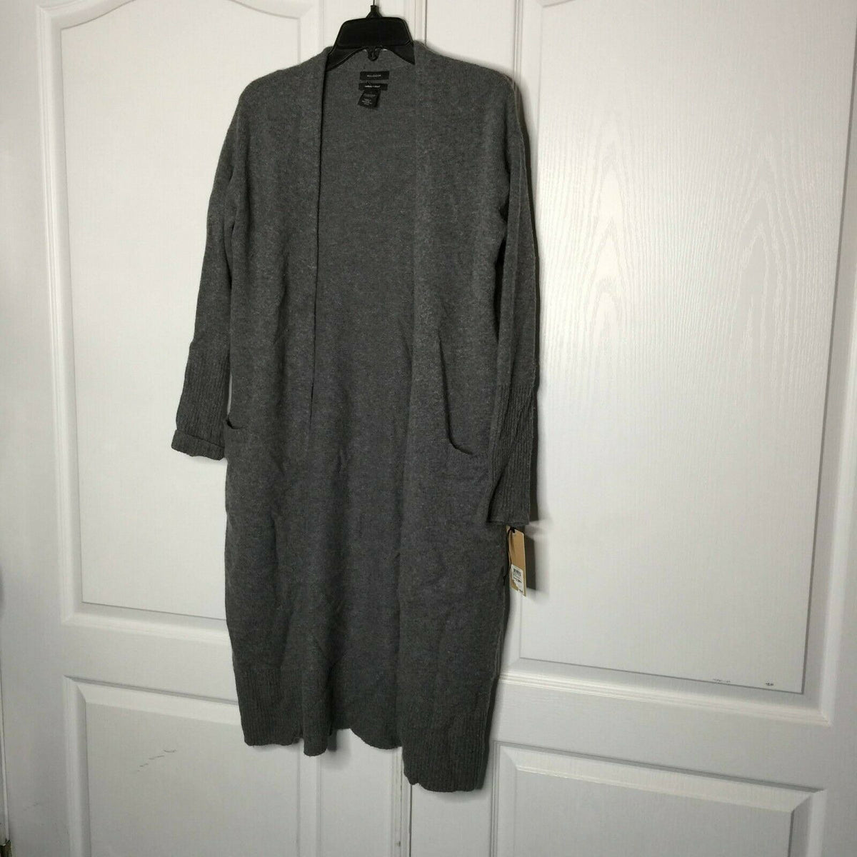 Halogen Wool & Cashmere Long Cardigan Long Sleeves Front Welt Pockets Small NWT