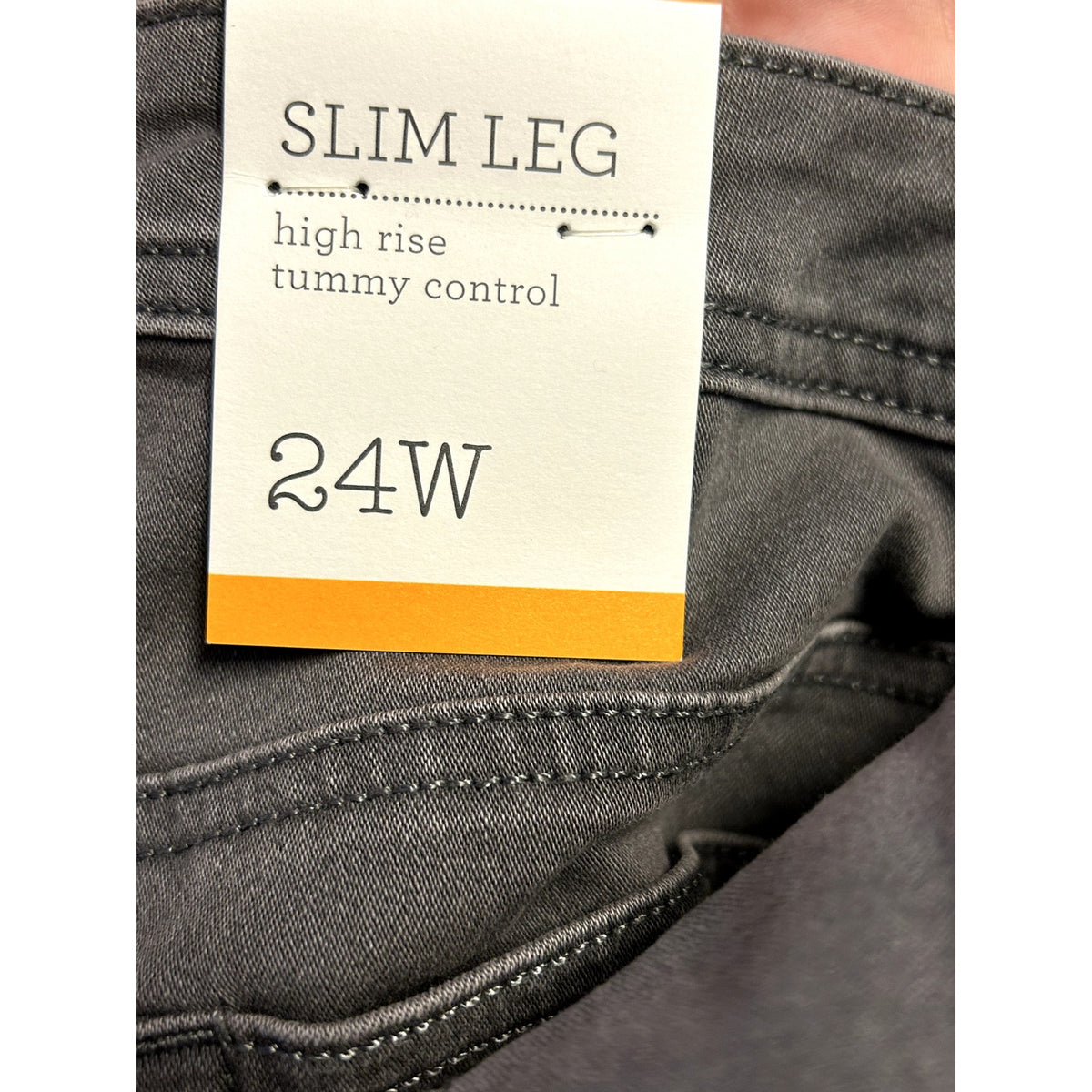 Style & Co Slim-Leg Jeans High Rise Tummy-Control Panel Pockets Gray Size 24W