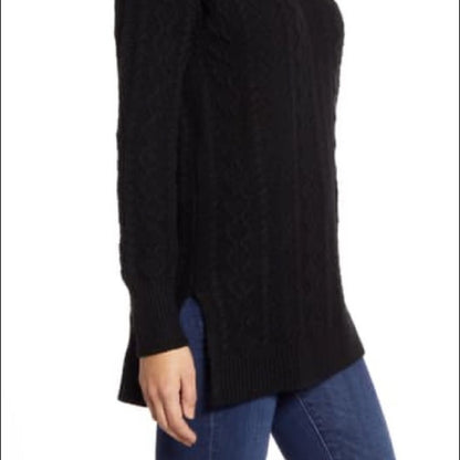 Halogen Navy Oversized Cable Turtleneck XSmall