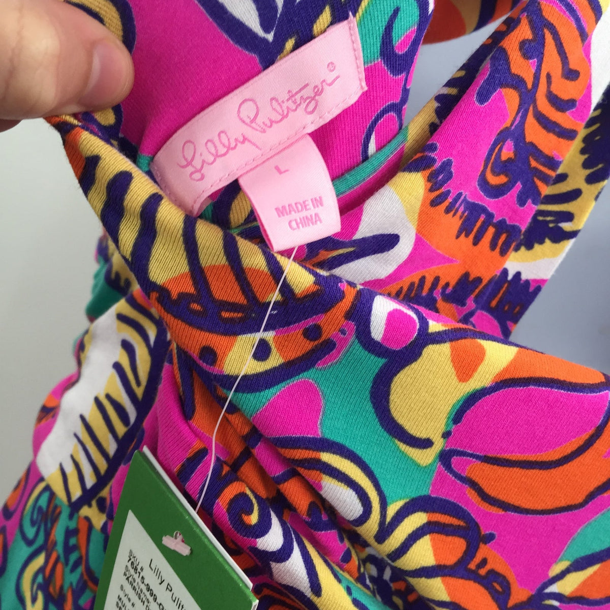 Lilly Pulitzer Parrish Halter Maxi Dress Racerback Floral Pink Size Large NWT