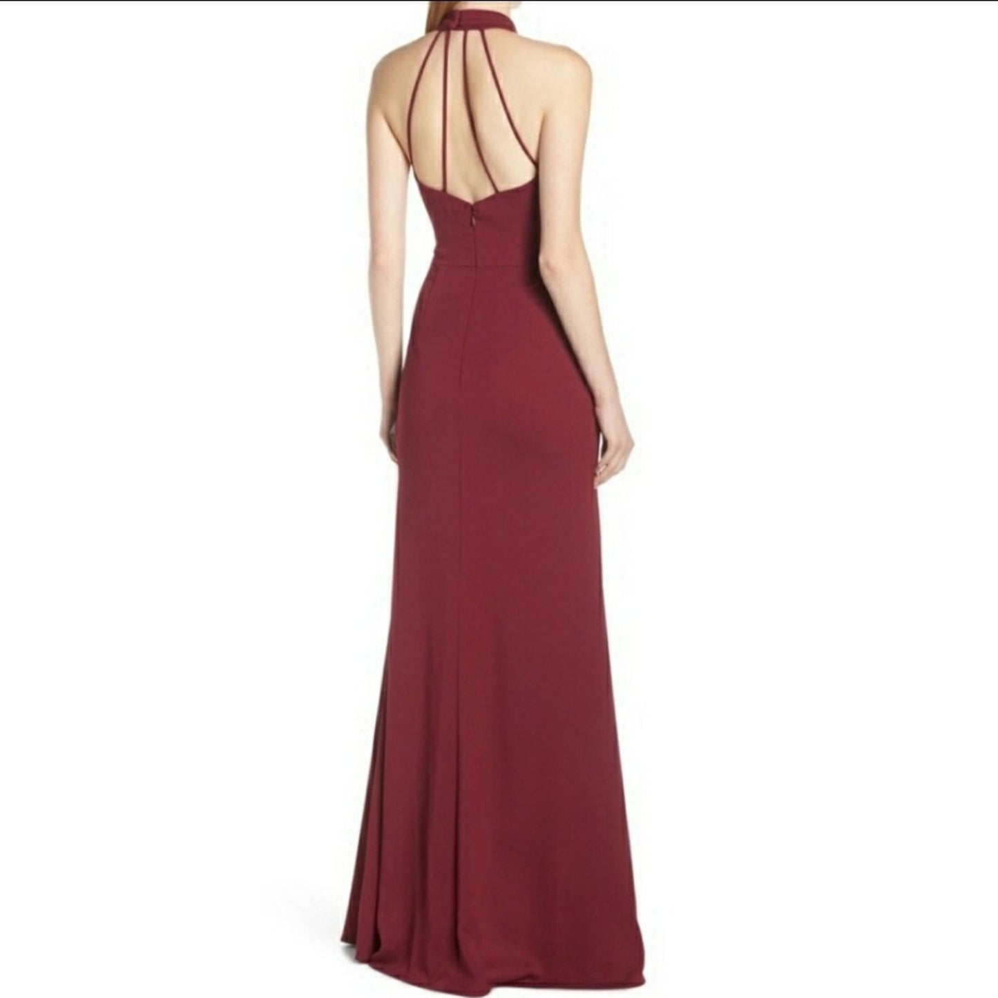 Hayley Paige Occasions Burgundy Maxi Gown choker Size 6