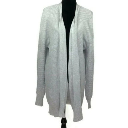Nordstrom Bp Open Front Chunky Cotton Knit Cardigan Long Sweater Grey MEDIUM NWT