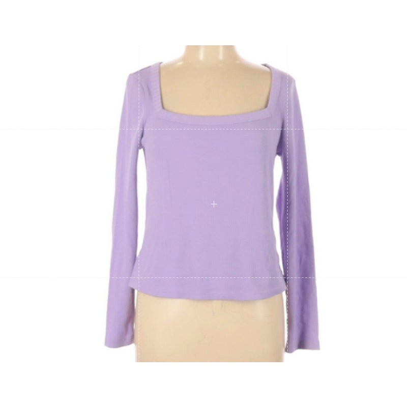 BP. x Claudia Sulewski NEW Thermal Pullover Top Square Neck Purple Size Large