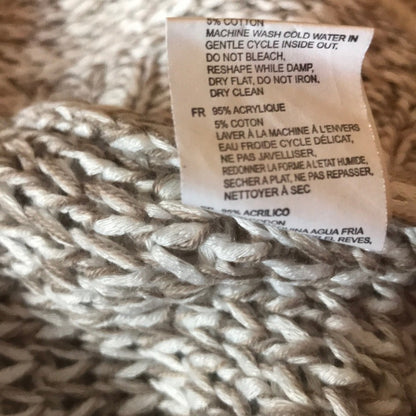Rdi Open Stitch Pullover Sweater Long Sleeve V-Neck Natural Combo small NEW