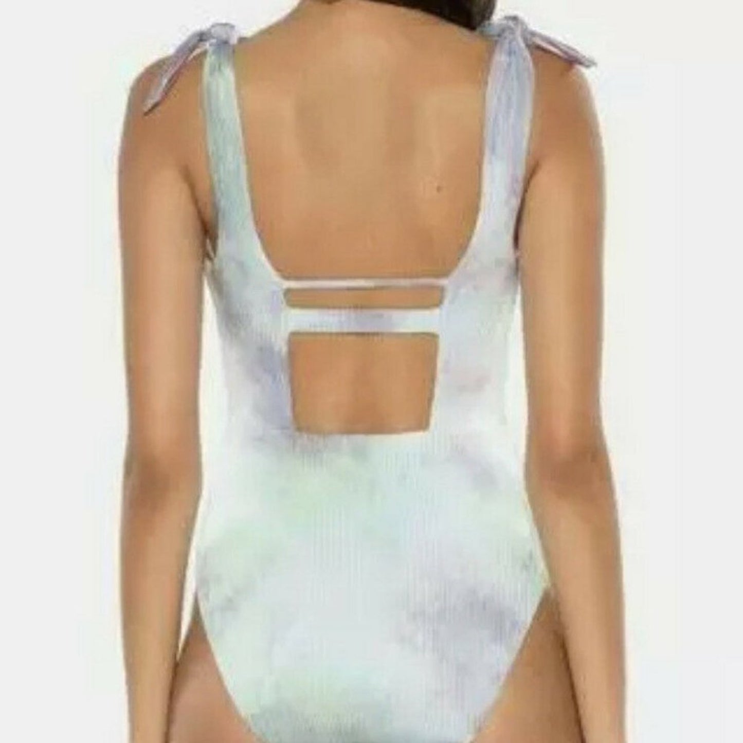 Soluna Tie Dye Ribbed Plunging One Piece Swimsuit Large