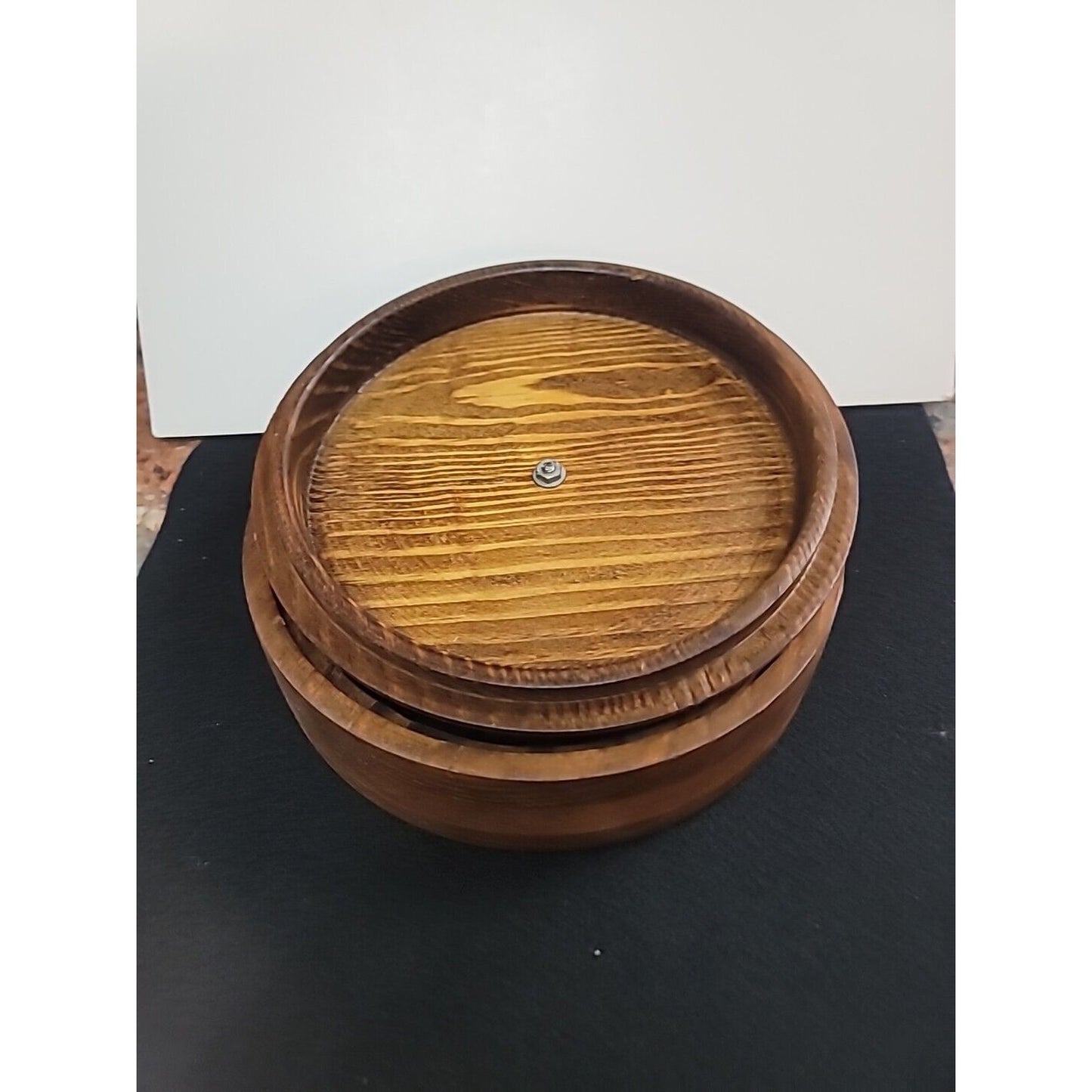 Handmade Turned Wood Turned Bowl With Lid 9" Natural Finish Tobbaco Sewing GA.