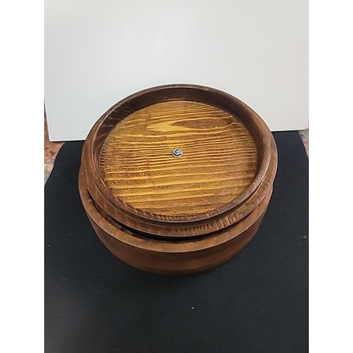 Handmade Turned Wood Turned Bowl With Lid 9" Natural Finish Tobbaco Sewing GA.