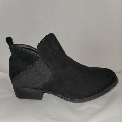 Mia Amore Size 9 Womens Black Pull ON ANkle Booties Boots Almond Toe Memory Foam