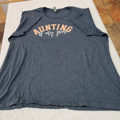 Instant Message "Aunting Is My Jam" Graphic T-Shirt Short Sleeve Crew-Neck 2XW