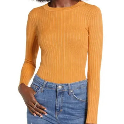 Love by Design NWT Gold Skivvy Ribbed Sweater Large