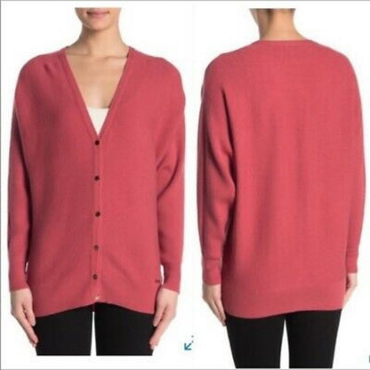 T Tahari XL Terracotta Rose Cardigan Sweater Dolman Sleeve V-Neck button up NWT