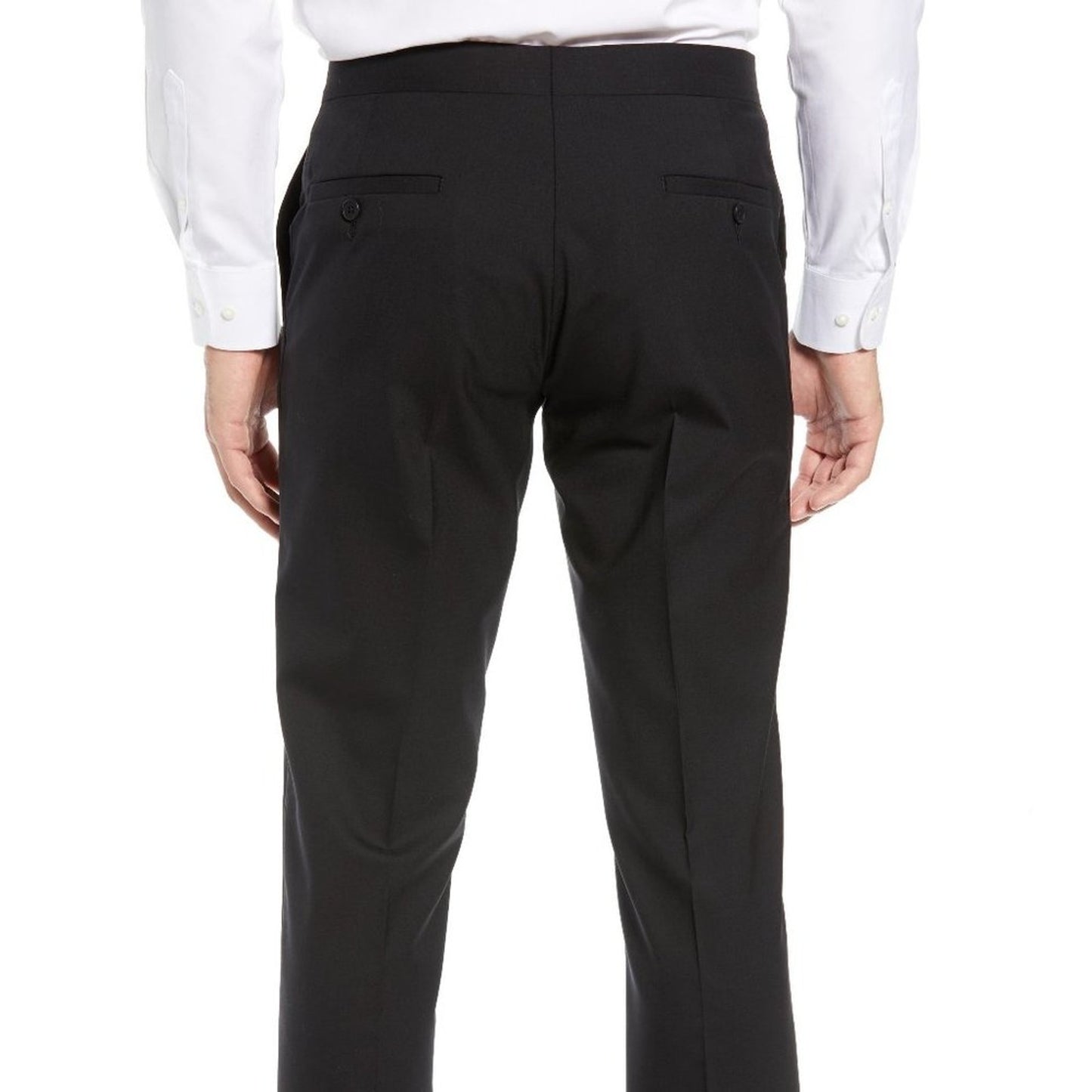 Penguin Tuxedo Slim Fit Stretch Wool Black Dress Pant 31" x 36" NEW satin stripe