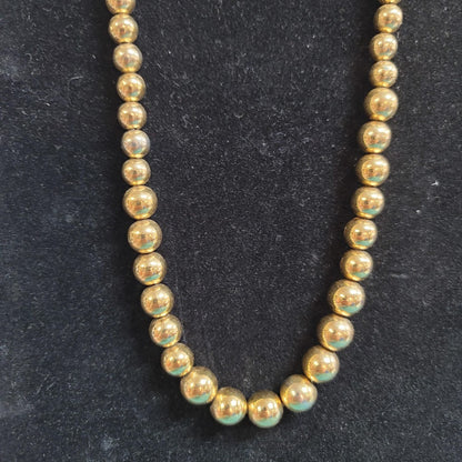 Napier Vintage Costume Jewelry graduated Heavy Gold Tone Beaded Necklace 24"