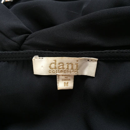 Dani Collection Medium long sleeved black blouse Tie embellishments Gauzy Light