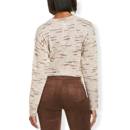 Max Studio NWT Small Oatmeal Melange Hi-Low Drop Shoulder Pullover Crew Sweater