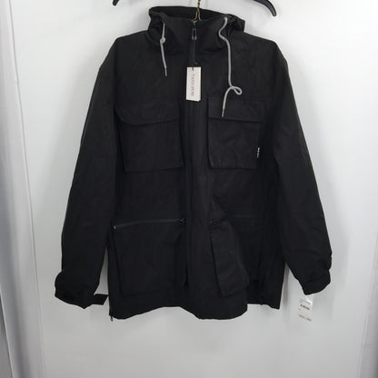 Noize Windbreaker Techno Bonded Hooded Rain Jacket Long Sleeve Black SZ X-Large