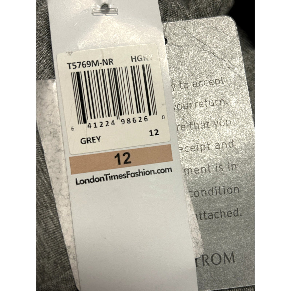 London Times NWT High Low Heather Grey Dress Size 12