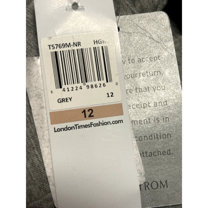 London Times NWT High Low Heather Grey Dress Size 12