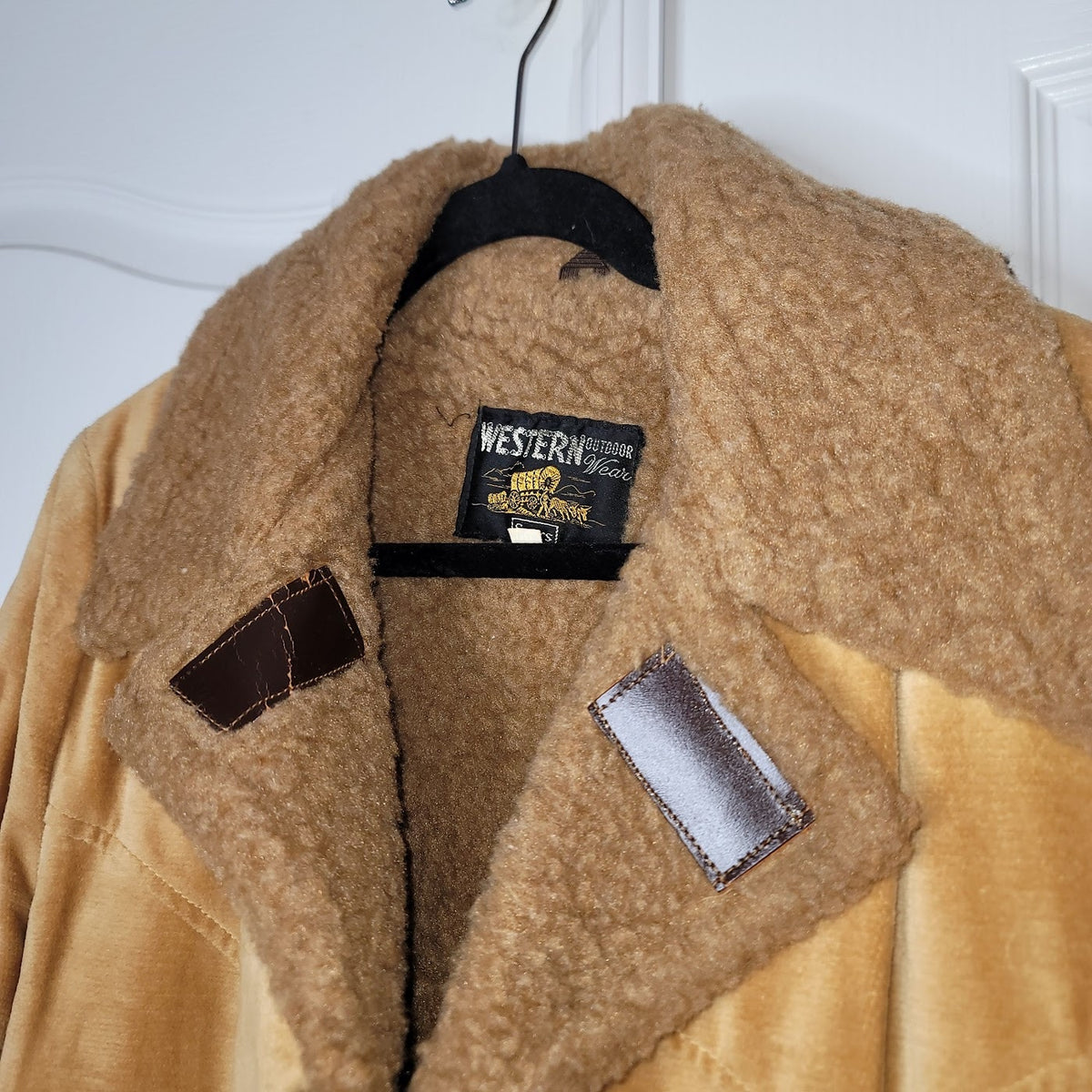 Sears VINTAGE Western Outdoor Wear Coat Jacket Fleece Lined Faux Leather M/L