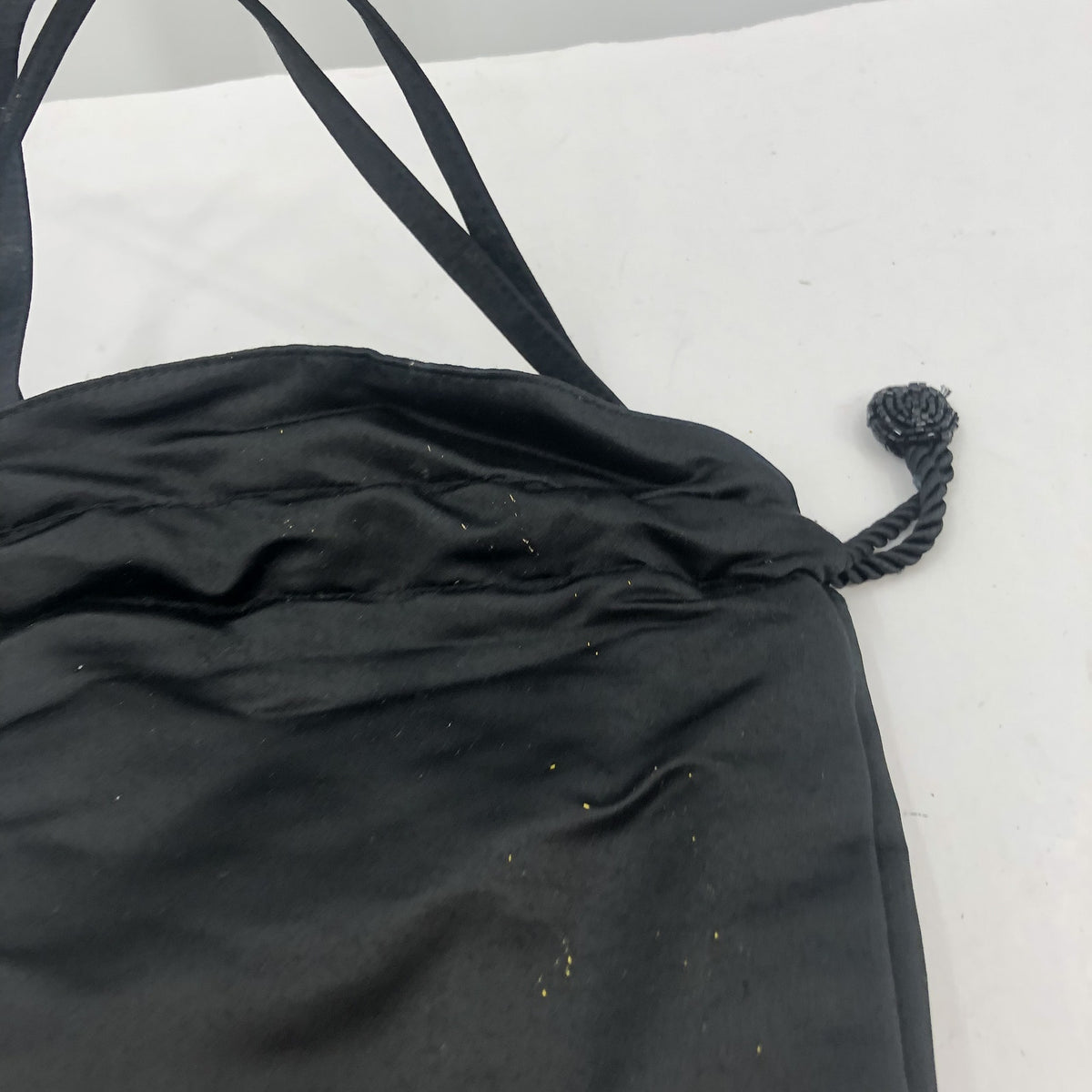 Ann Taylor Women's Beaded Drwastring Closure Bucket Bag Black Size One