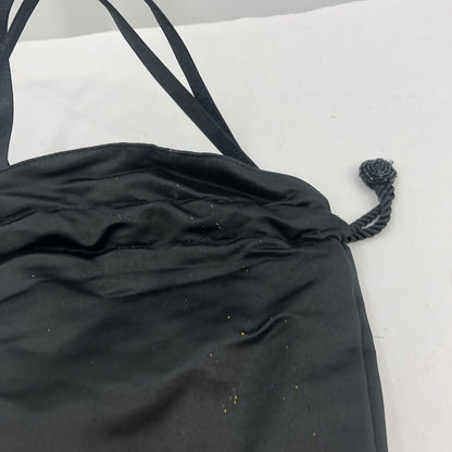 Ann Taylor Women's Beaded Drwastring Closure Bucket Bag Black Size One