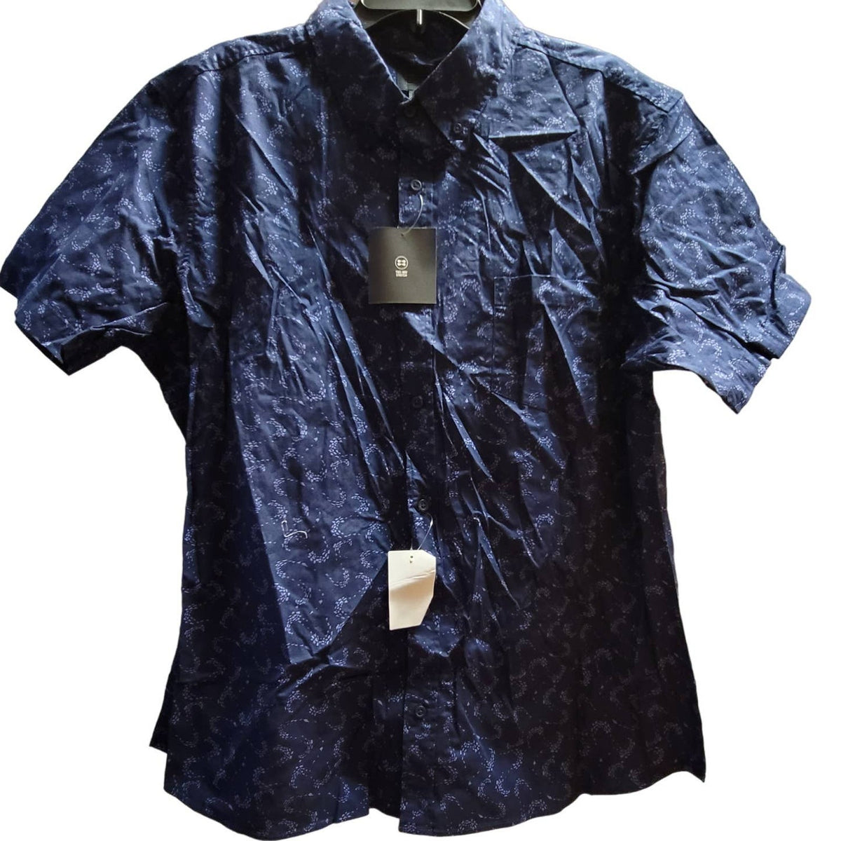 14th  Union X-LARGE button Down Shirt Print Blue CASUAL short sleeve BLOWN AWAY